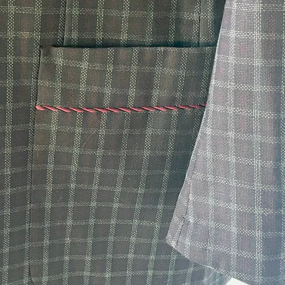 GUCCI Checkered wool Blazer with red stitch trim, blue/red, IT48R, (38R US), GUC - Picture 8 of 15